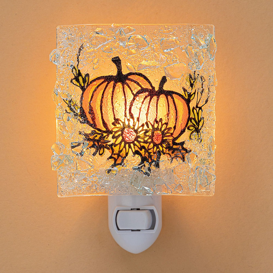 Recycled Glass Pumpkins & Flowers Nightlight