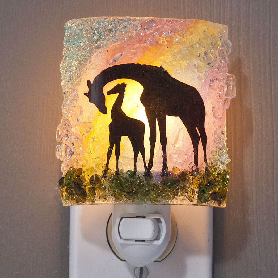 Recycled Glass Mom & Baby Giraffes Nightlight