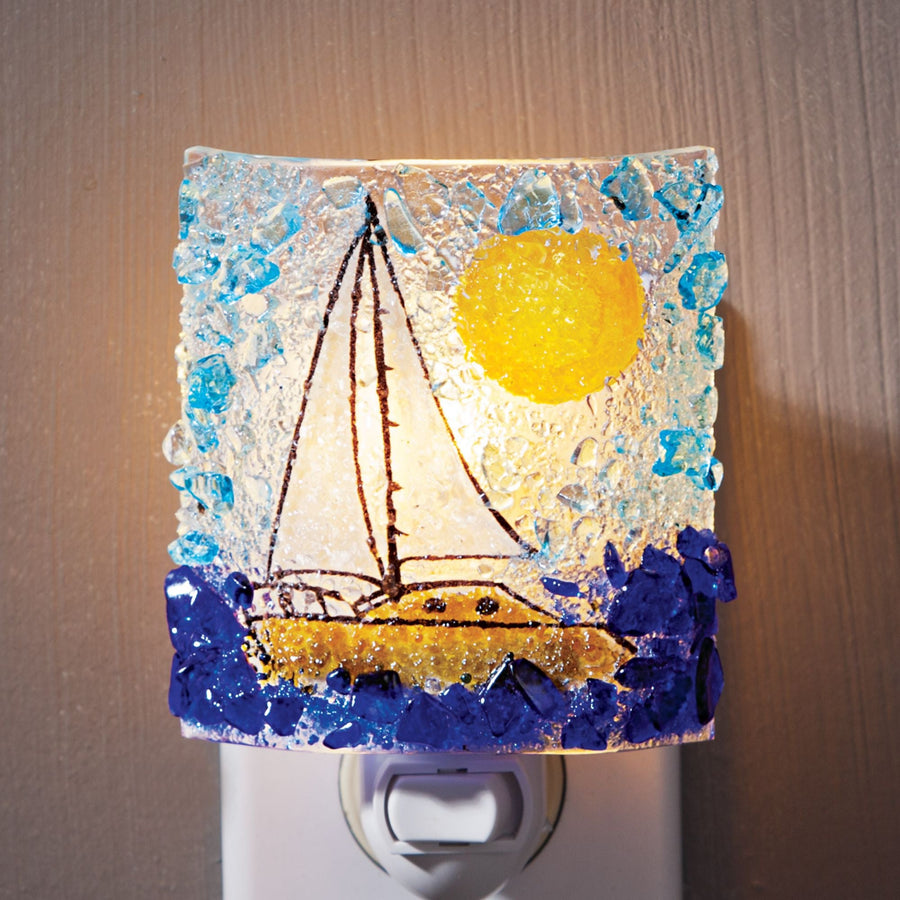 Recycled Glass Sailboat Nightlight