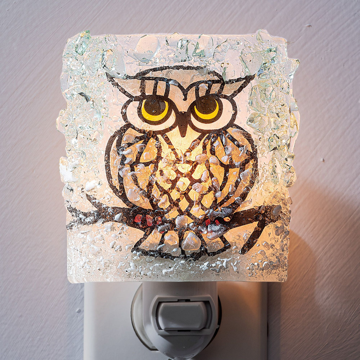 Recycled Glass Snowy Owl Nighlight