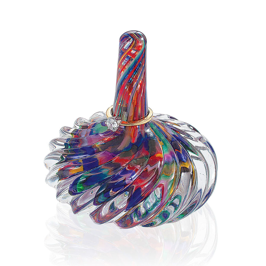 Hand-Sculpted Rainbow Glass Ring Holder