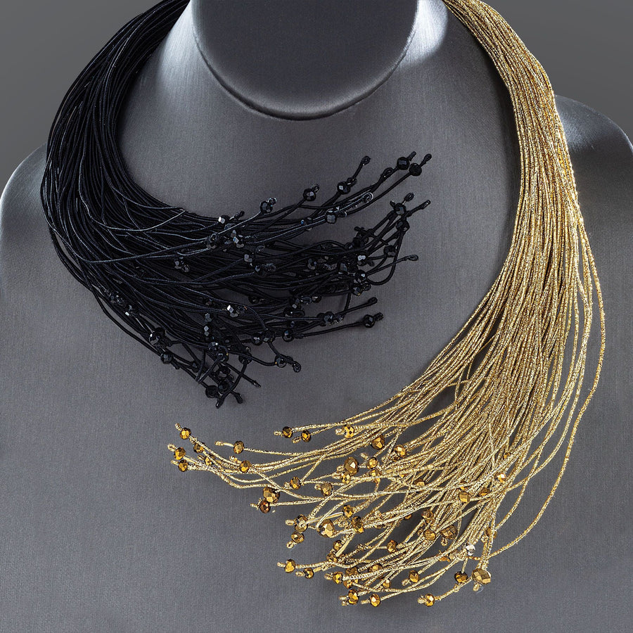 Moonlight & Midnight Silk Wire Necklace
