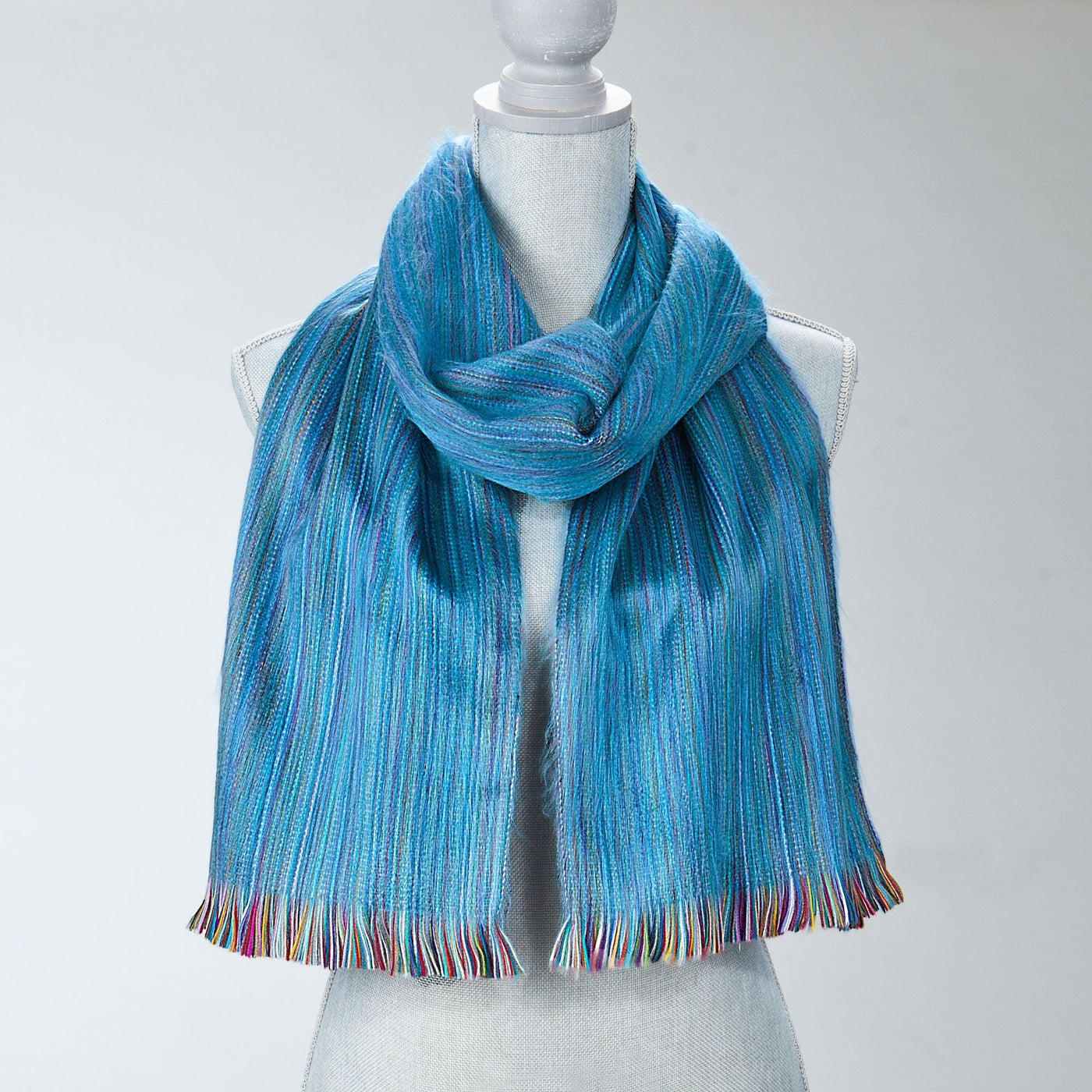 Peacock Striped Alpaca Scarf