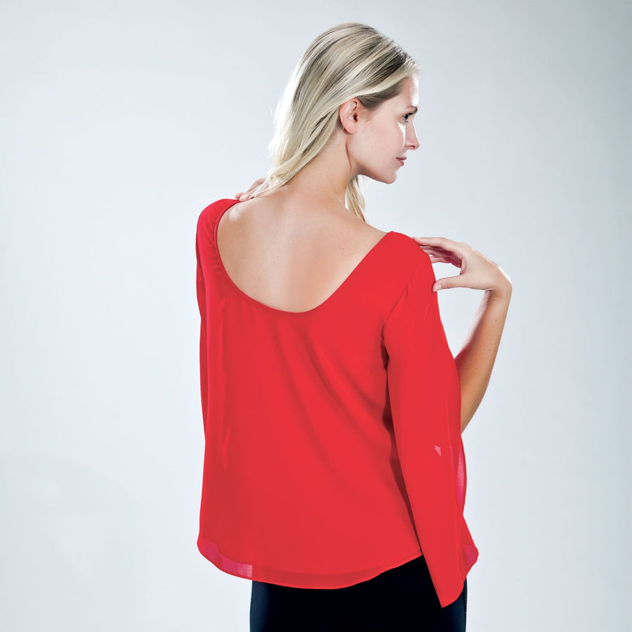 Red Tulip Sleeve Blouse