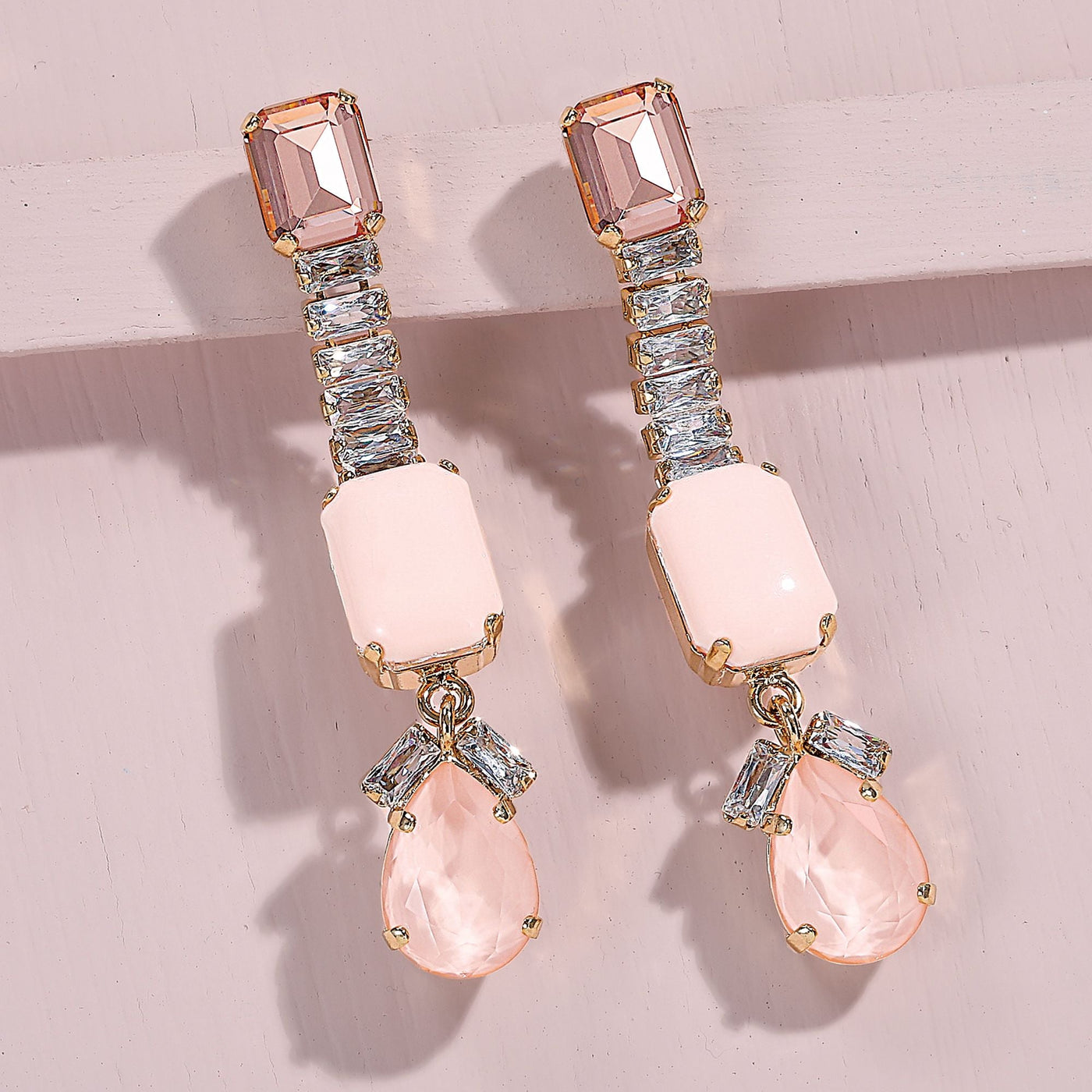 Perfect In Peach Crystal Earrings