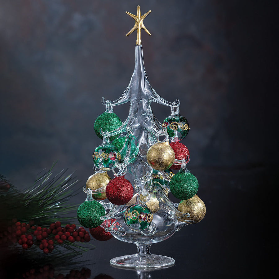 Hand-Blown Venetian Glass Buon Natale Christmas Tree