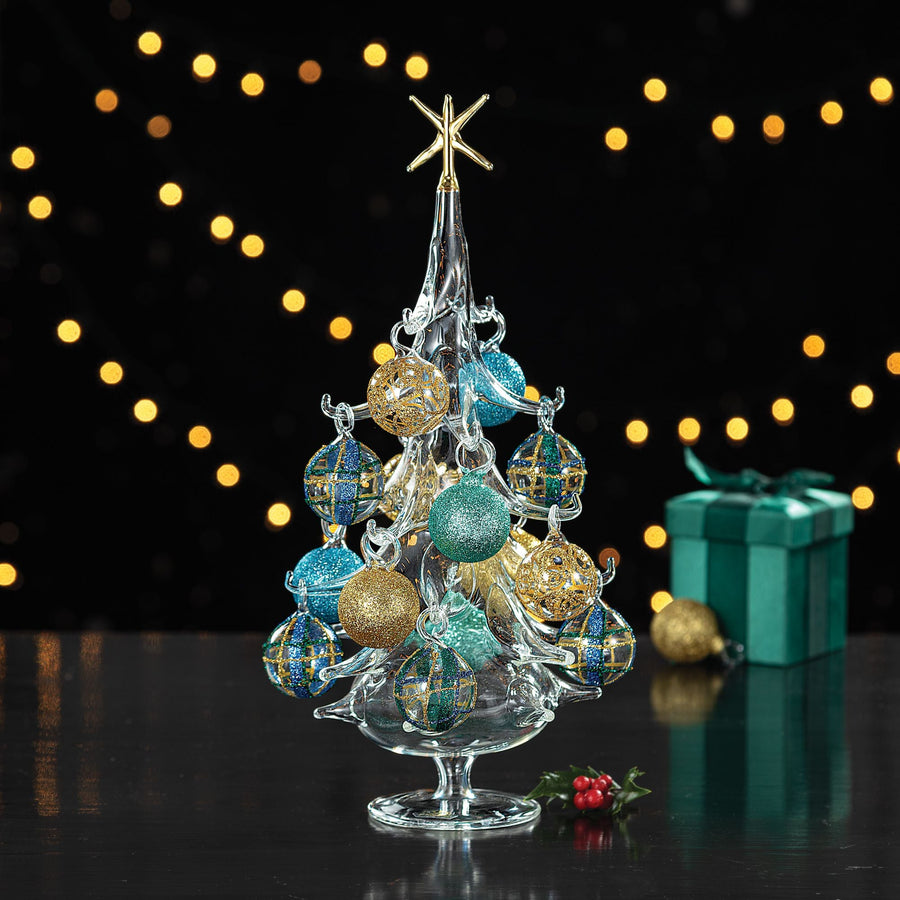 Hand Blown Venetian Oro E Plaid Glass Christmas Tree