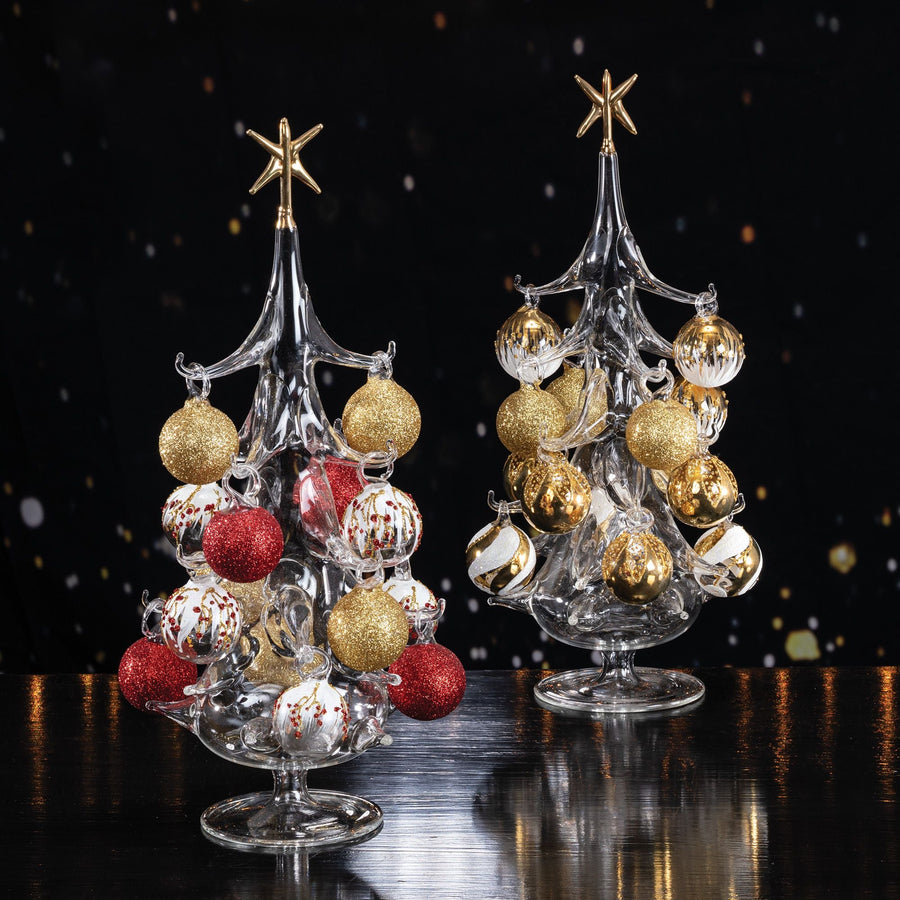 Hand-Blown Venetian Glass Bianco E Oro Christmas Tree