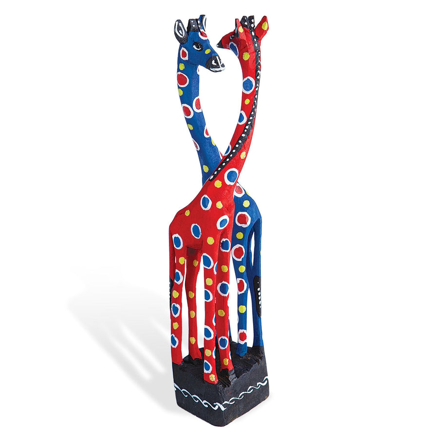 Albesia Wood Giraffe Pair Sculpture