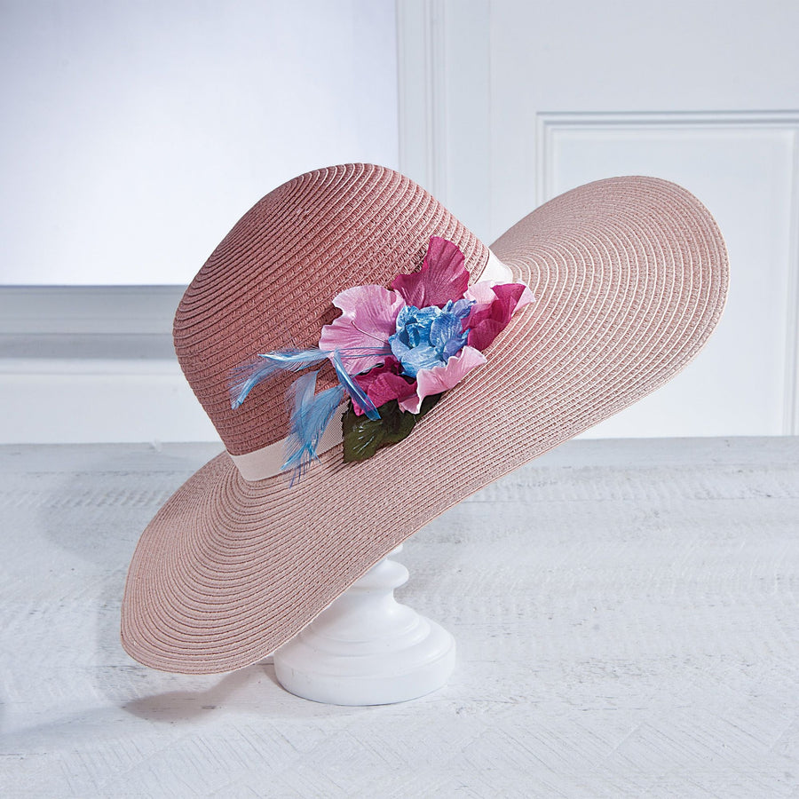 Lola Marie Pink Straw Sun Hat
