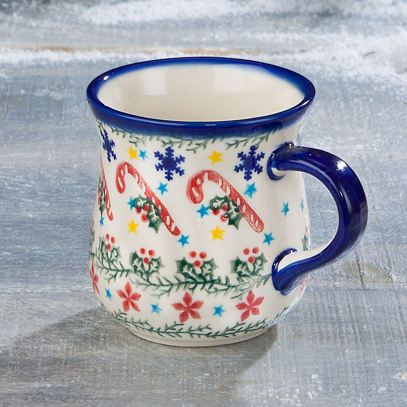 Polish Pottery Candy Cane Kisses Mug & Plate Set