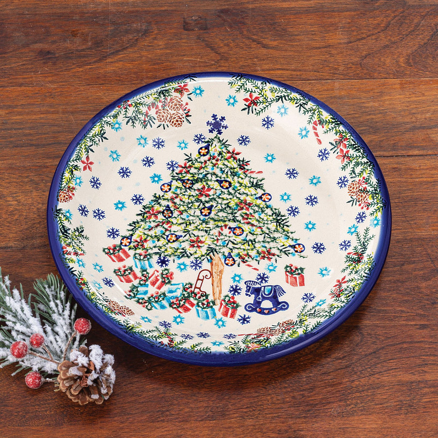 Polish Pottery Under The Christmas Tree Dinner Plate