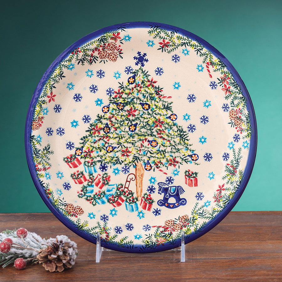 Polish Pottery Under The Christmas Tree Dinner Plate