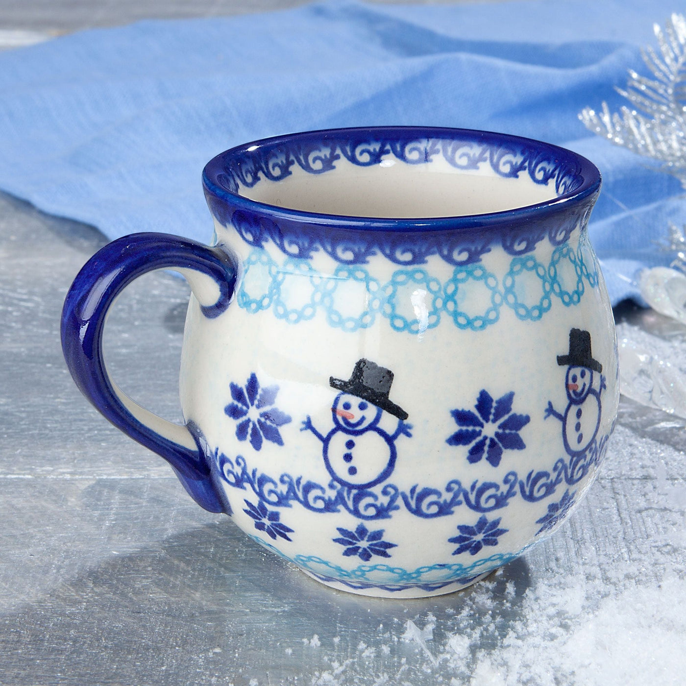 Polish Pottery Snow Day Bubble Mug, 11oz.