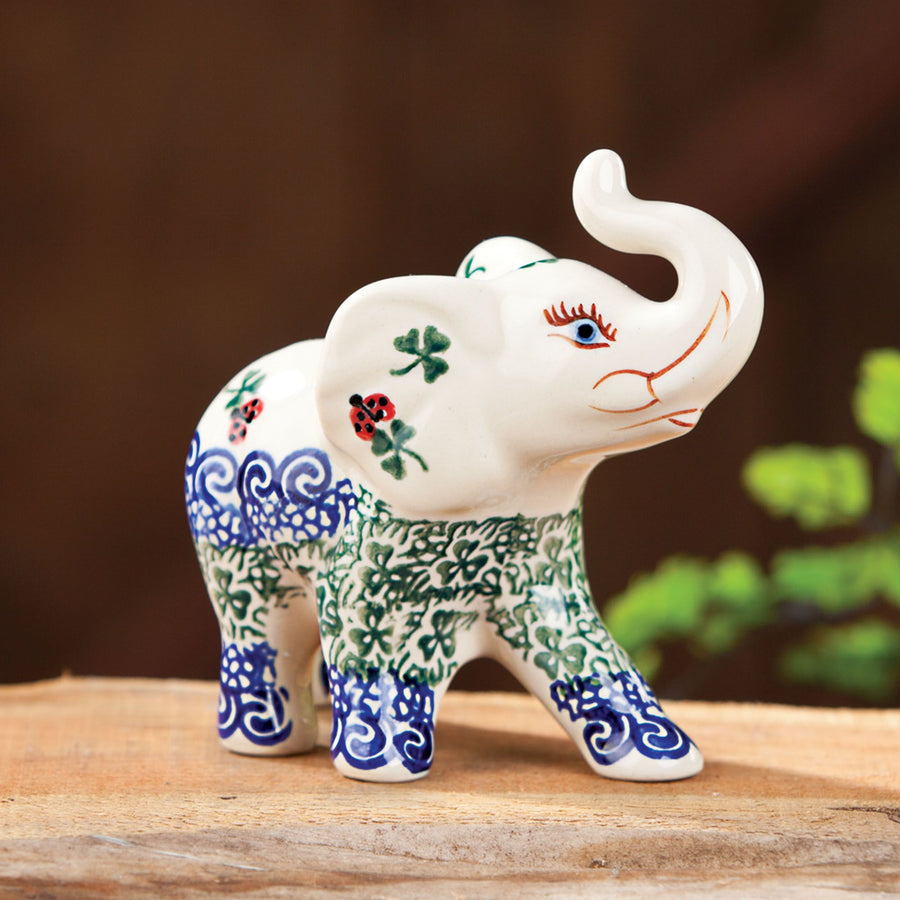 Polish Pottery ''Caitlin'' Lucky Elephant Figurine