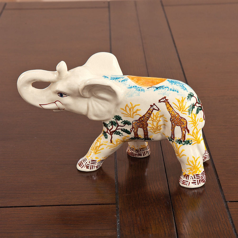 Polish Pottery Safari Sun Elephant Figurine