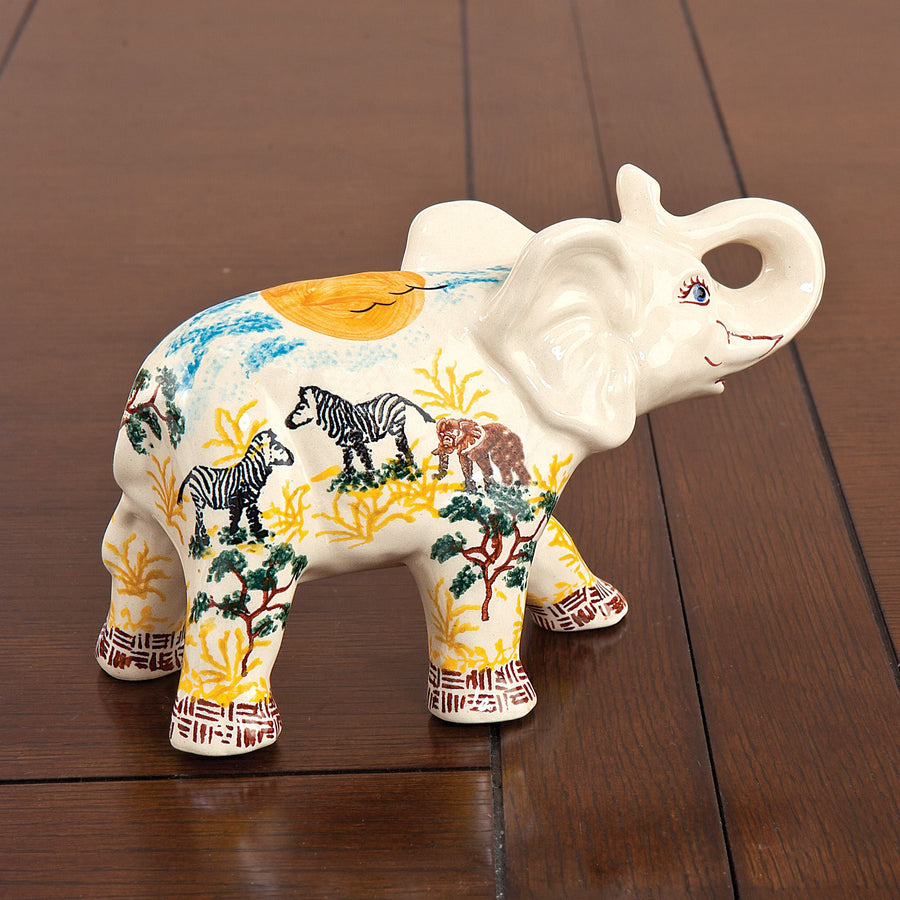 Polish Pottery Safari Sun Elephant Figurine