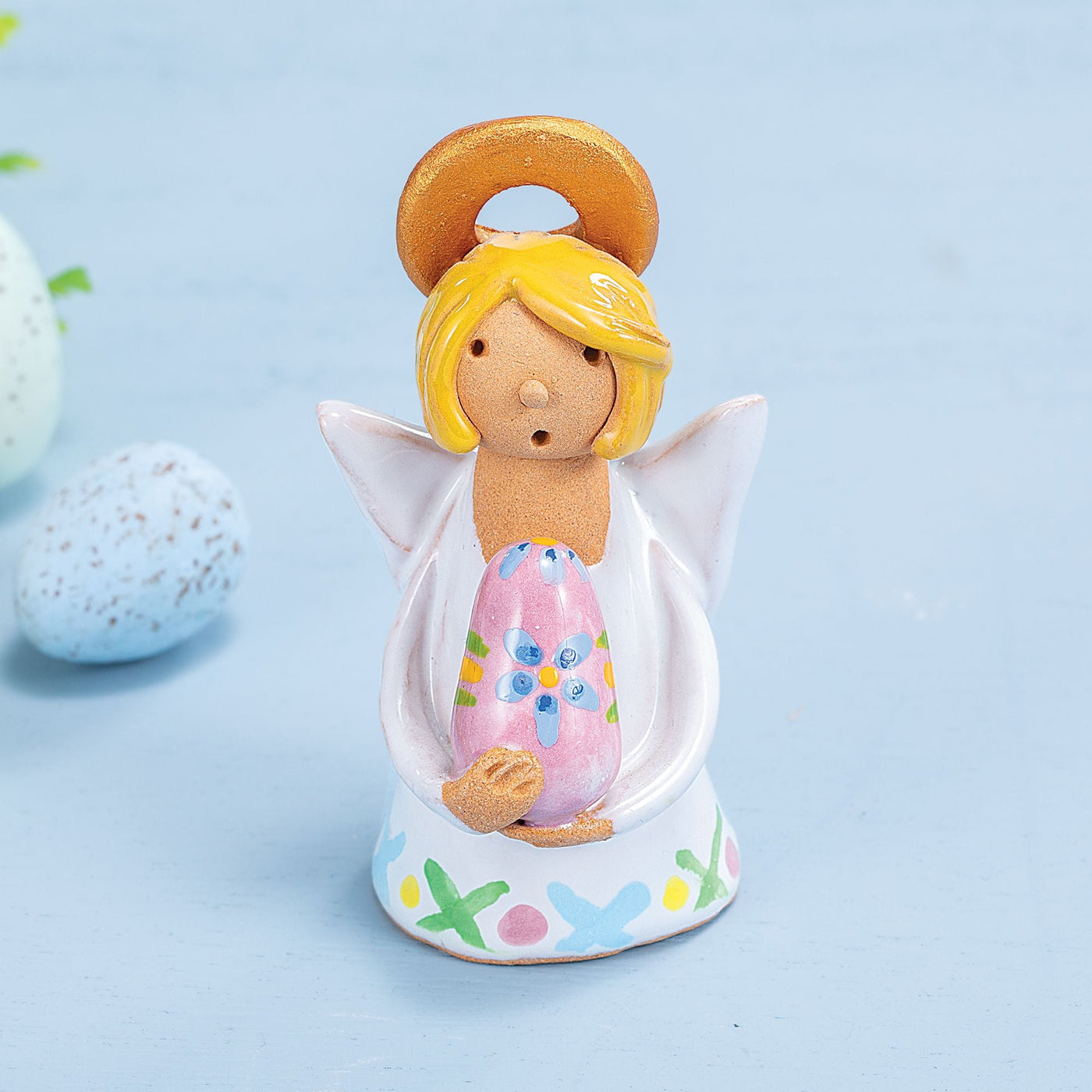 Polish Pottery Easter Angel With Pink Egg Anjelica (Preorder)