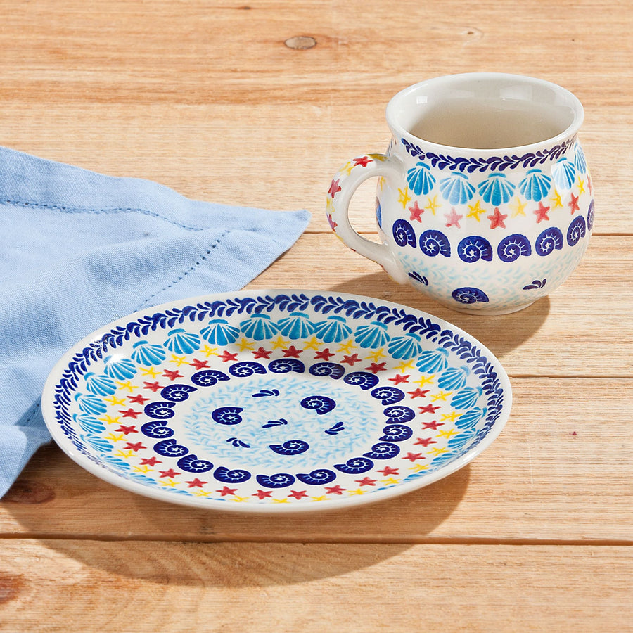 Polish Pottery ''Tide Pool'' Mug & Plate Set