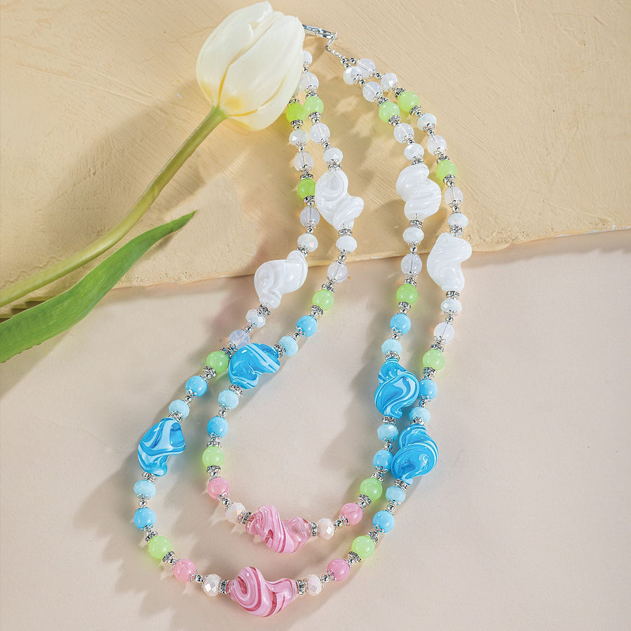 Swirling Pastels Murano Glass Necklace