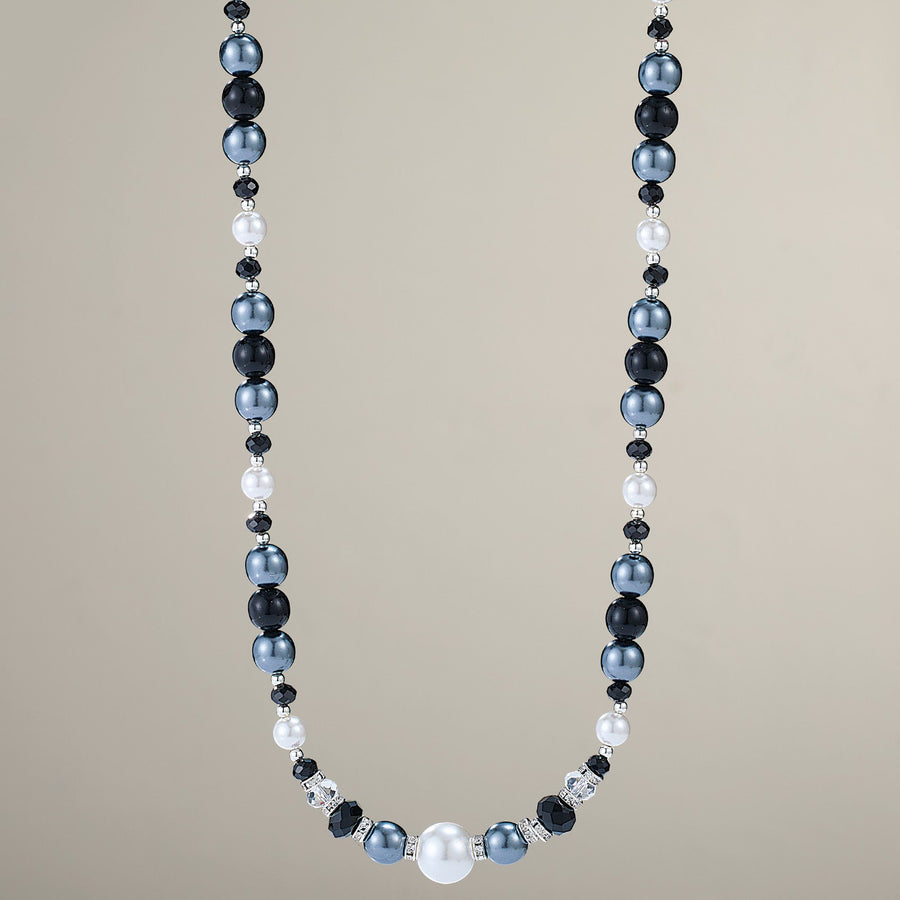 Murano Glass Black Precious In Pearls Necklace