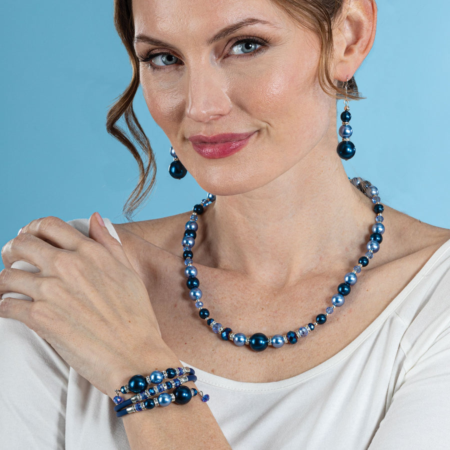 Murano Glass Cobalt Precious In Pearls Necklace