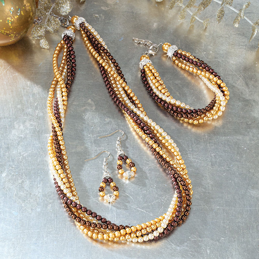 Golden Embrace Murano Glass Pearl Necklace