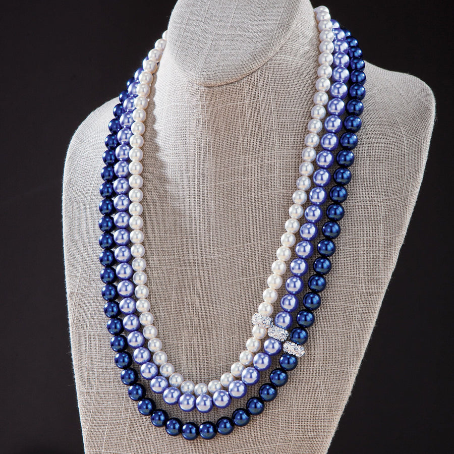 Murano Glass Pearl Dreamy Blues Necklace