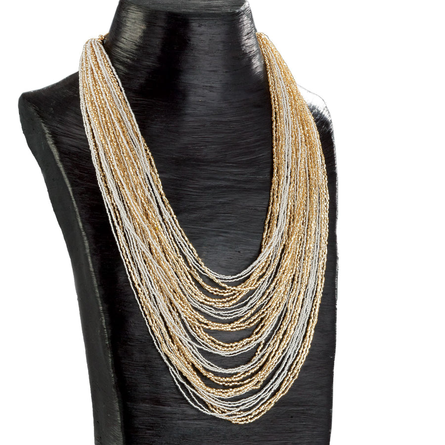 Murano Glass Gold & Silver Cascading Necklace