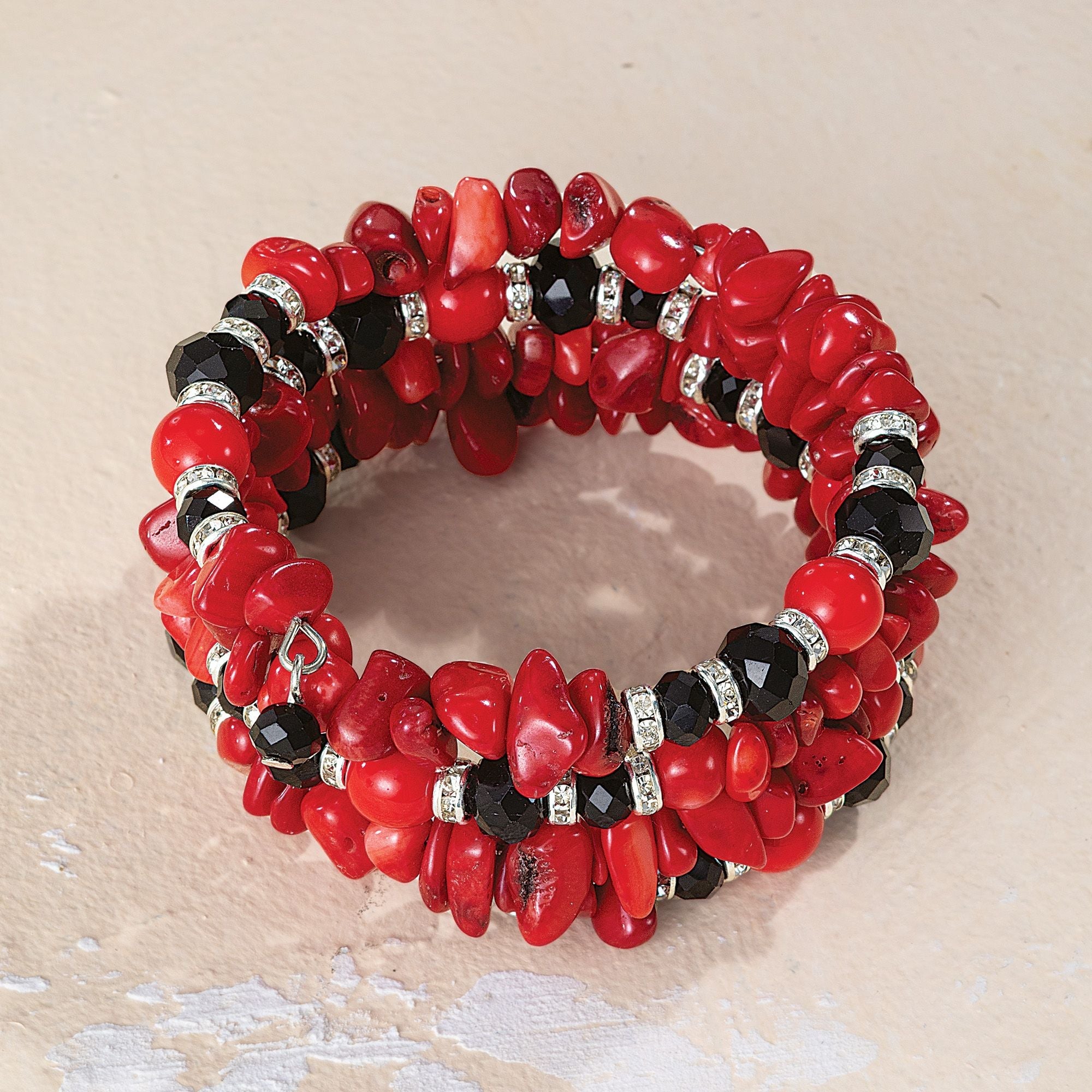Crimson Keepsake Murano Glass Memory Wire Bracelet