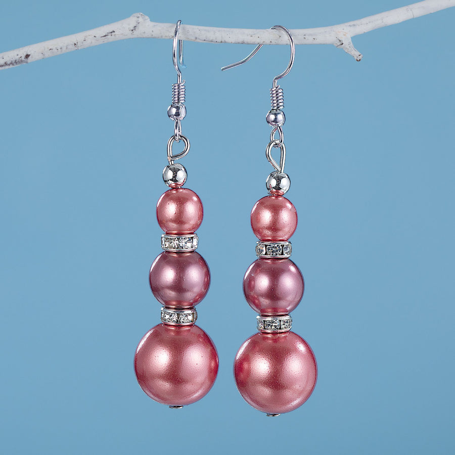 Murano Glass Dark Pink Pearl Earrings