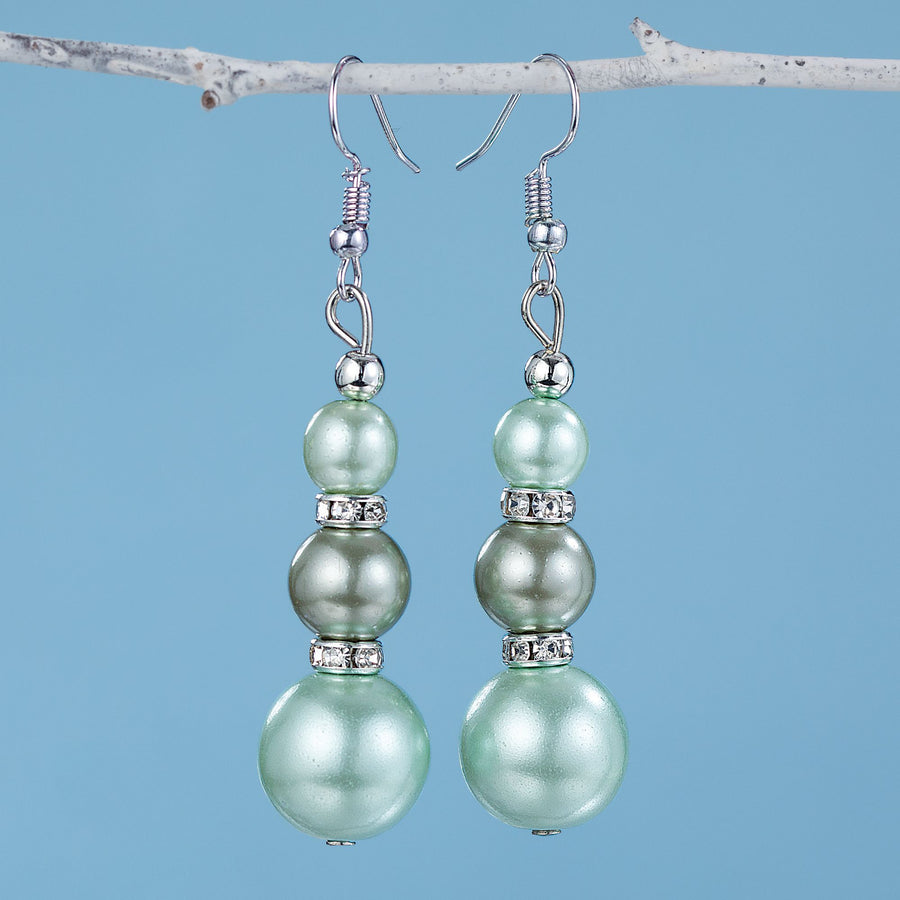 Murano Glass Mint Green Pearl Earrings