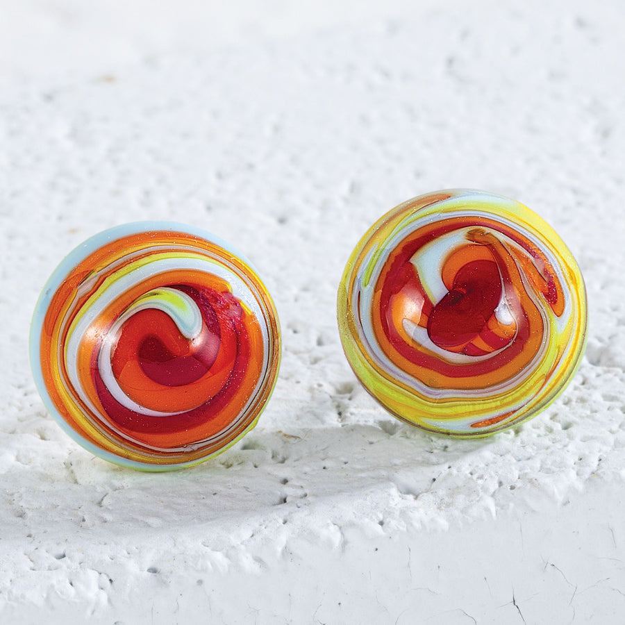 Murano Glass Celebrare Rainbow Button Earrings