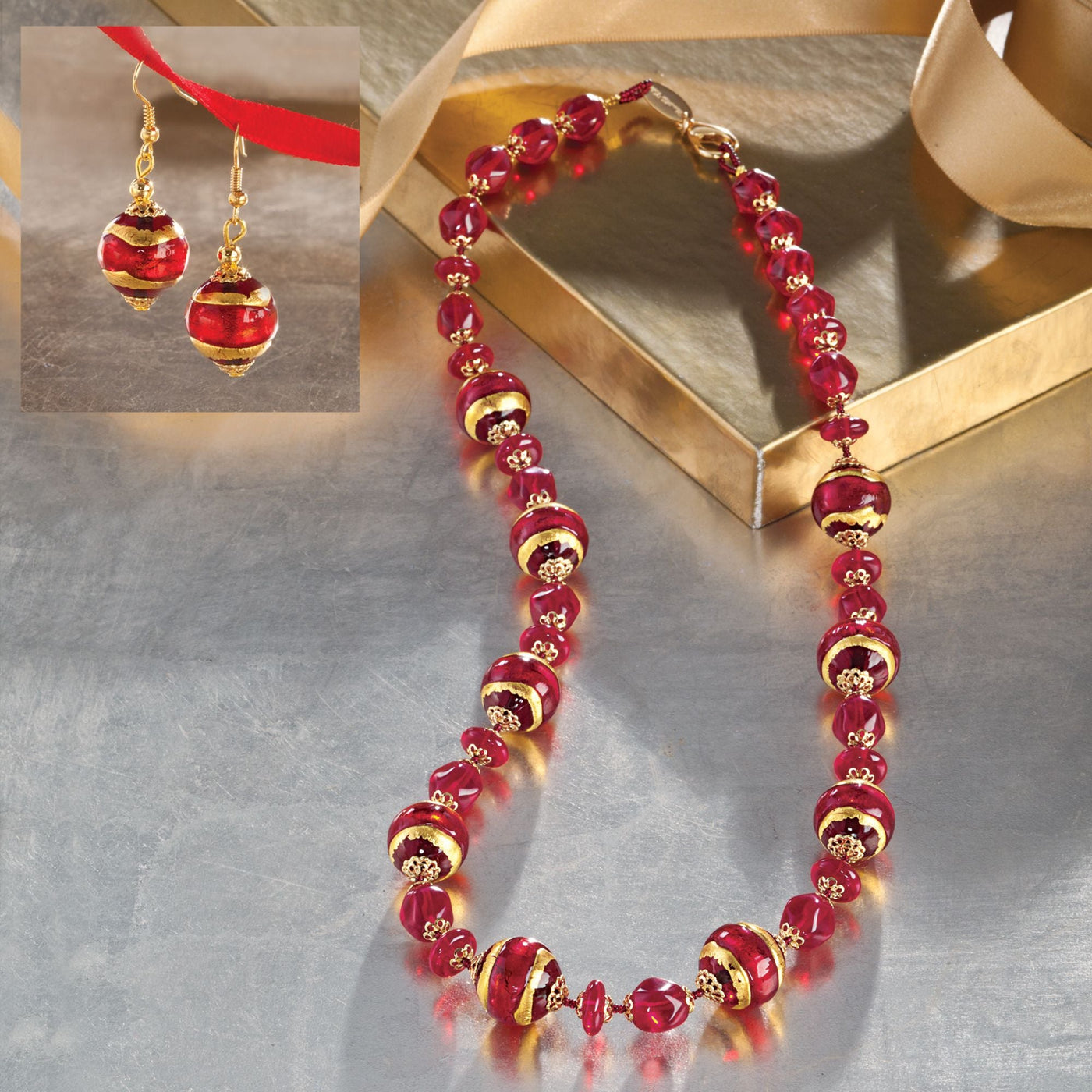 Murano Glass Bauble Necklace & Earrings Set (Preorder)