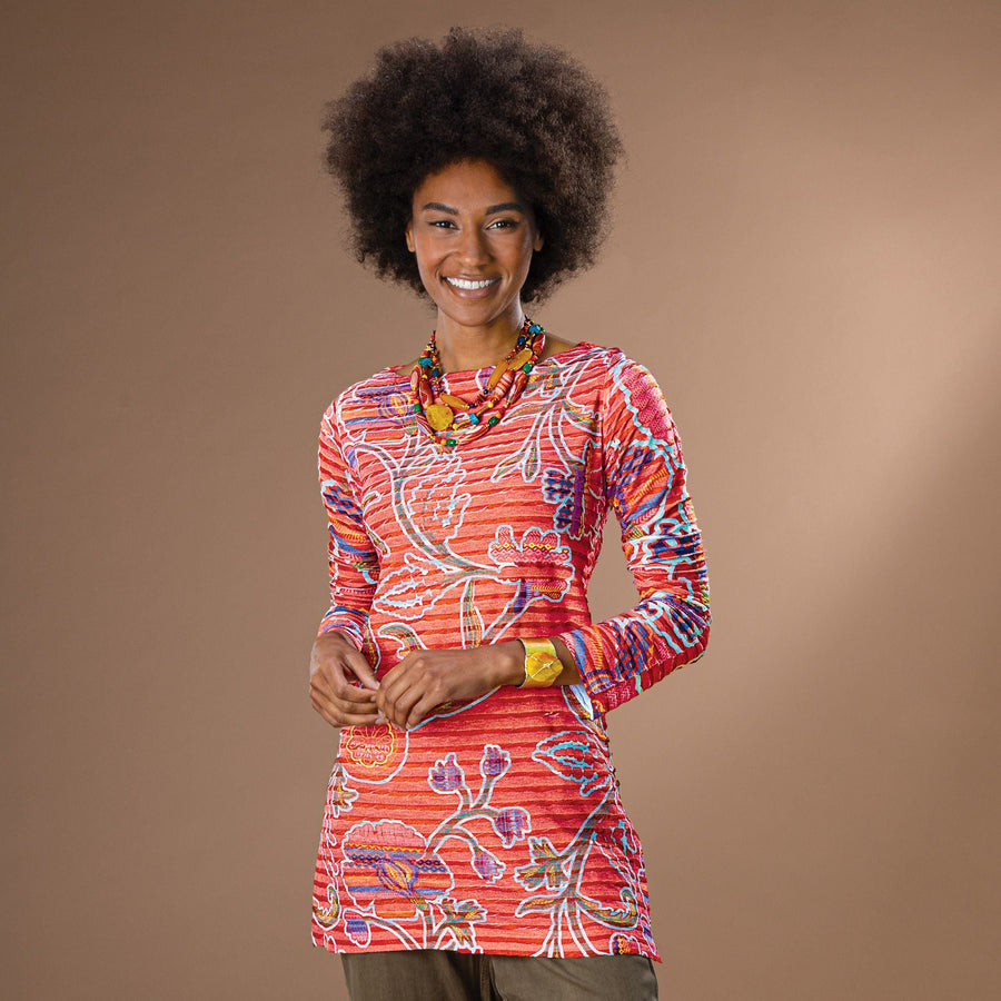 Floral Whimsy Boatneck Tunic
